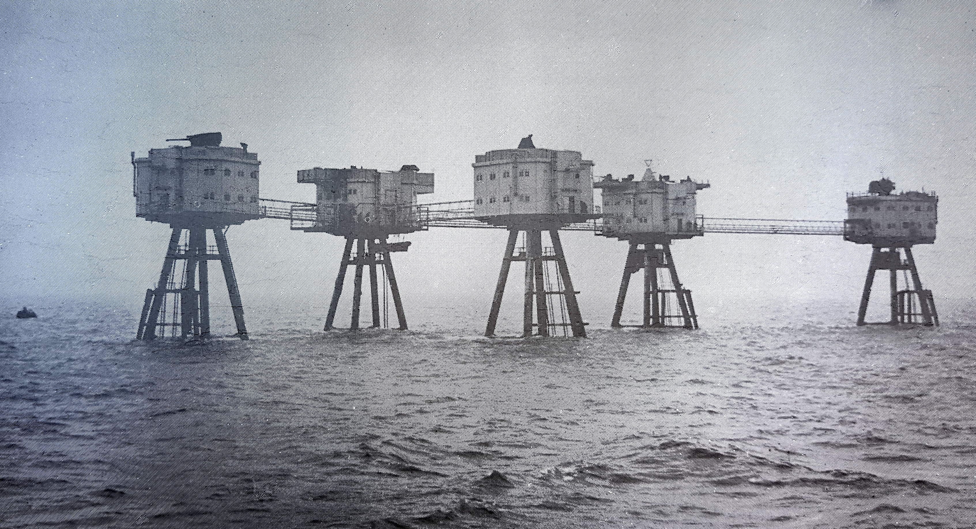 Thames Estuary Army Forts at dusk 1943