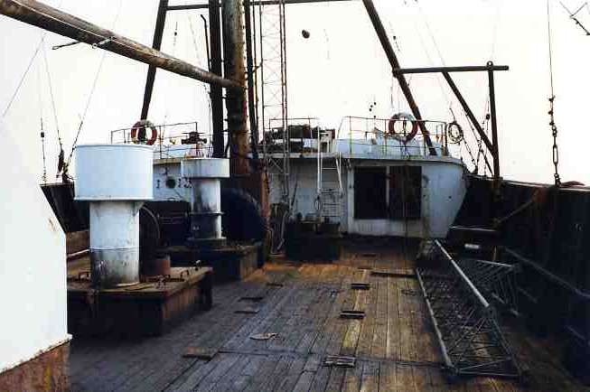 Starboard side deck looking forward Starboard side deck looking forward