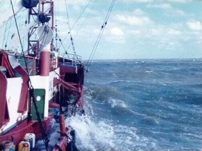 MV Mi-Amigo in choppy seas