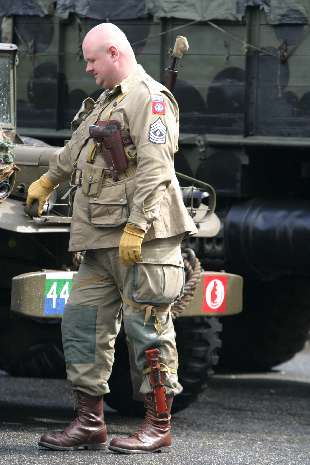 Big guy plays with his truck