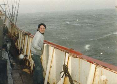 Glyn on deck in a blow Glyn on deck in a blow