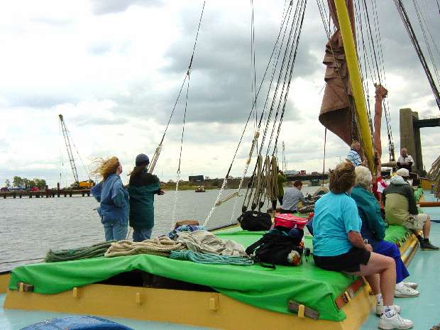 Greta approaching Kingsferry Bridge