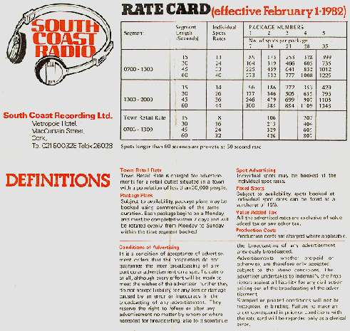 SCR Rate Card detail SCR Rate Card detail