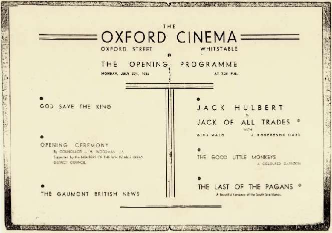 Oxford cinema programme 1936