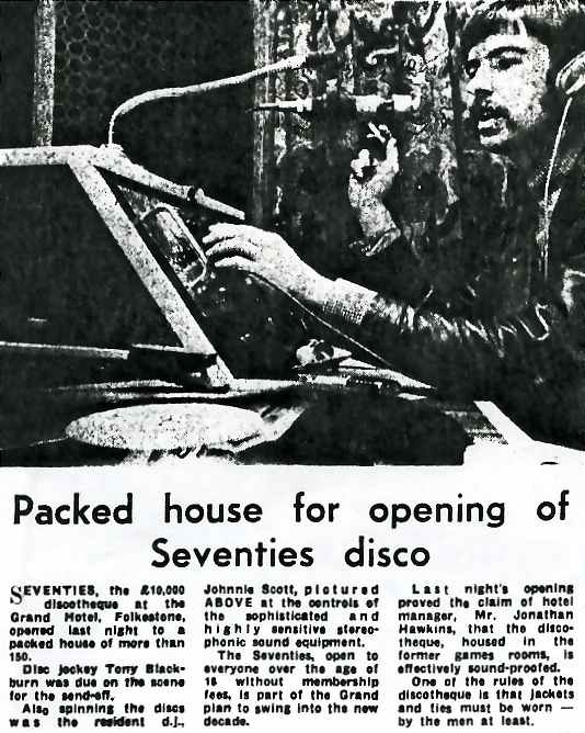 Johnnie Scott in Folkestone Grand Hotel disco Johnnie Scott in Folkestone Grand Hotel disco