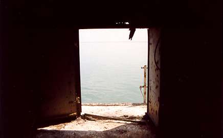 Bottom level looking south through door Bottom level looking south through door