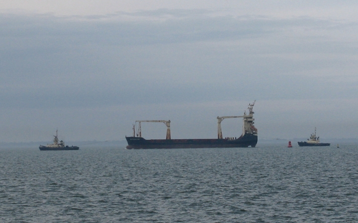 Ship under tow