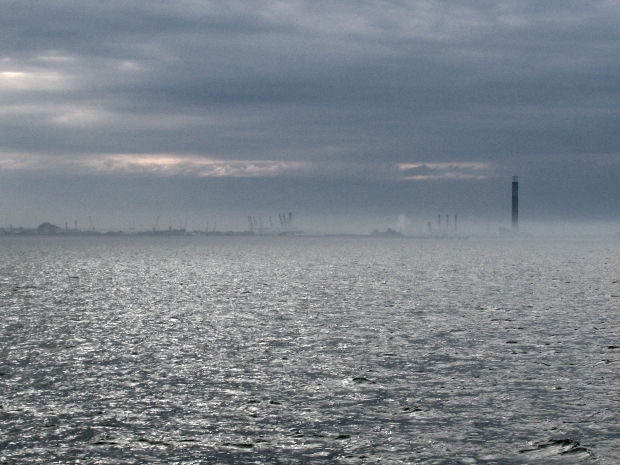 Ghostly Isle-of-grain power station chimney