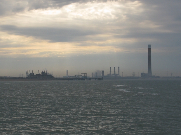Isle-of-grain power station chimney Medway approaches