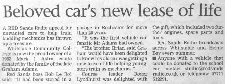 Whitstable Times article Thursday 29th November 2011 Whitstable Times article Thursday 29th November 2011