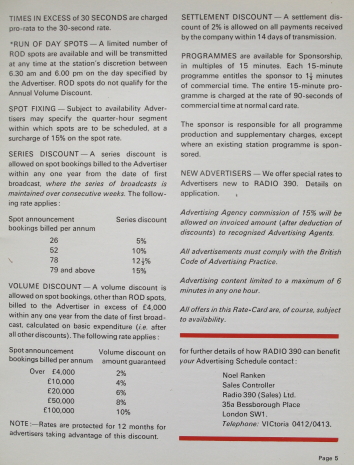 Radio 390 Rate Card Detail