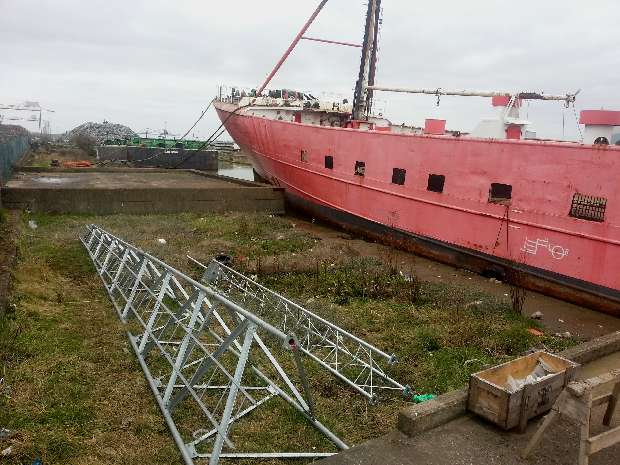 Ross Revenge Portside & antenna sections 1st March 2013