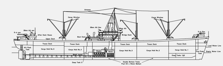 Liberty Ship Line Drawing