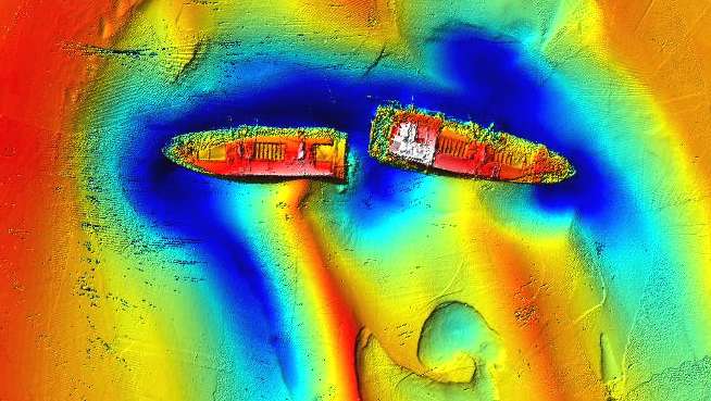 Wreck SS Richard Montgomery sonar image 2002