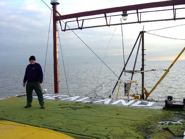 Bofors gun deck now heli pad Bofors gun deck now heli pad