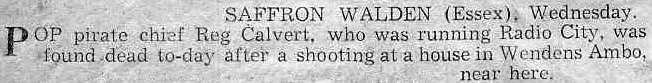 Reg Calvert shooting Press Report