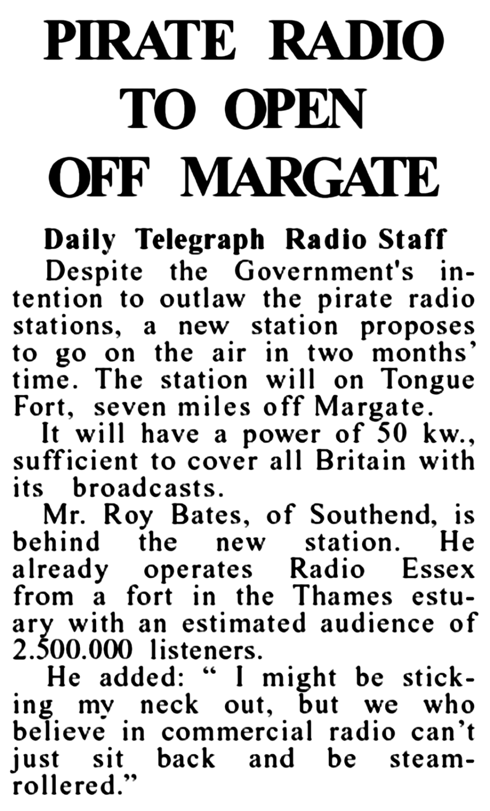 Daily Telegraph 5th September 1966 Daily Telegraph 5th September 1966