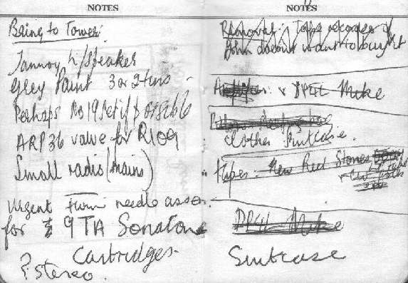 Bill Rollins Diary Notes